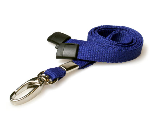 10mm Plain Navy Blue Lanyards with Metal Lobster Clip (Pack of 100)