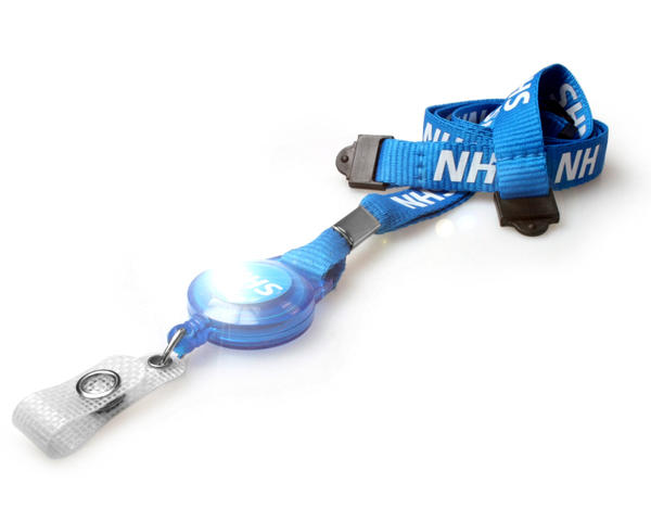 15mm NHS Staff Lanyards with Double Breakaway & Integrated Card Reel (Pack of 100)