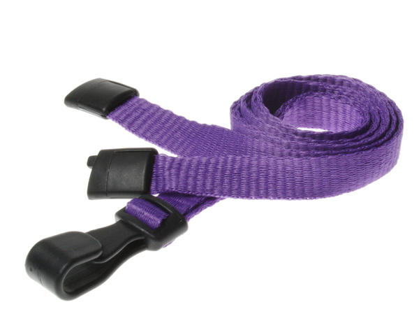 10mm Plain Purple Lanyards with Plastic J Clip (Pack of 100)