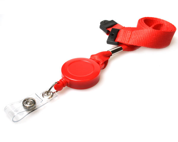 15mm Plain Red Lanyards with Card Reels (Pack of 50)