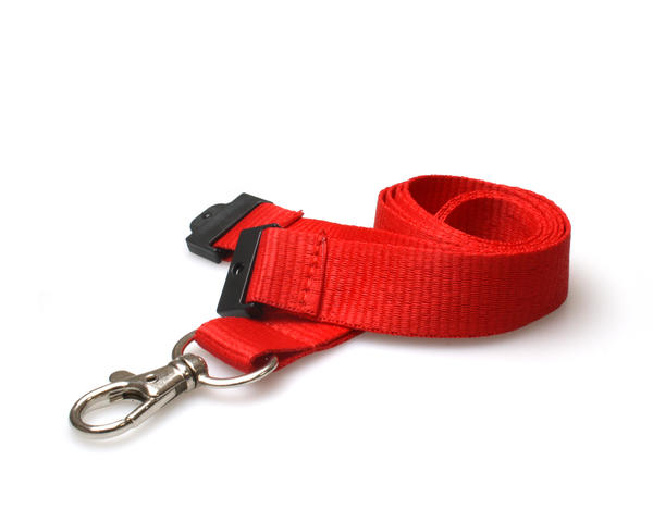20mm Red Lanyards with Flat Breakaway and Metal Trigger Clip - Pack of 100