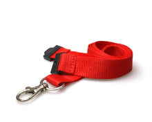 Load image into Gallery viewer, 20mm Red Lanyards with Flat Breakaway and Metal Trigger Clip - Pack of 100