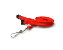 Load image into Gallery viewer, 10mm Red Tubular Breakaway Lanyards with Metal J-Clip - Pack of 100