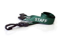Load image into Gallery viewer, 15mm Green Staff Lanyard with Breakaway and Plastic J Clip