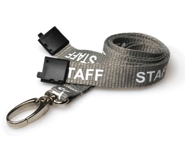 15mm Grey Staff Lanyards with Metal Lobster Clip (Pack of 100)