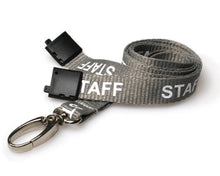 Load image into Gallery viewer, 15mm Grey Staff Lanyards with Metal Lobster Clip (Pack of 100)
