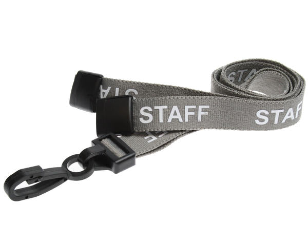 15mm Grey Staff Lanyard with Breakaway and Plastic J Clip