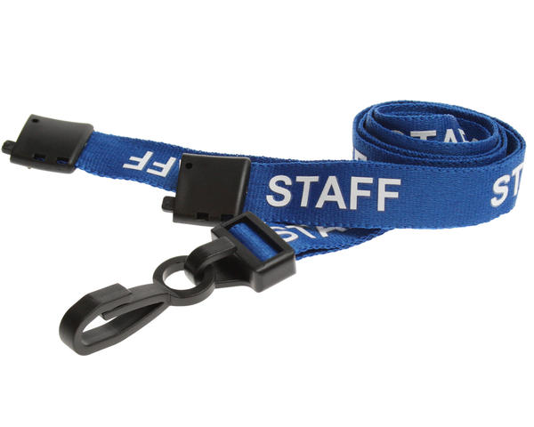 15mm Blue Staff Lanyard with Breakaway and Plastic J Clip