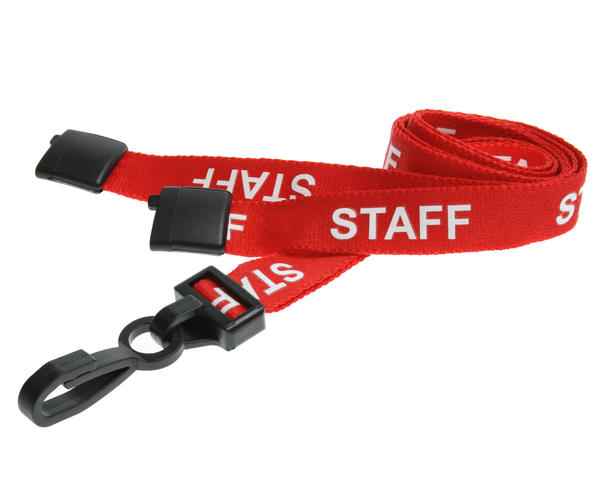 15mm Red Staff Lanyard with Breakaway and Plastic J Clip