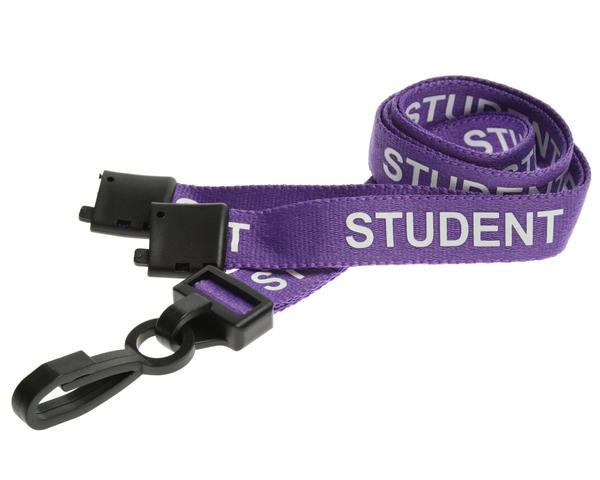15mm Purple Student Lanyard with Breakaway and Plastic J Clip