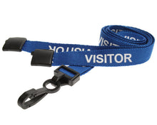 Load image into Gallery viewer, 15mm Blue Visitor Lanyard with Breakaway and Plastic J Clip