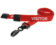 Load image into Gallery viewer, 15mm Red Visitor Lanyards with Breakaway and Plastic J Clip - Pack of 100