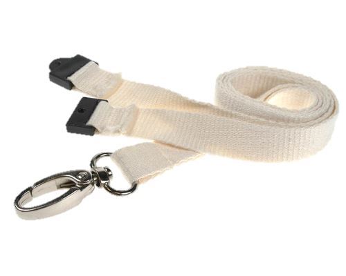 10mm White Bamboo Lanyards with Metal Lobster Clip (Pack of 100)