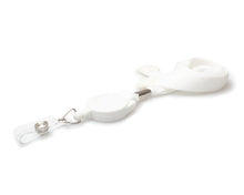 Load image into Gallery viewer, 16mm White Tubular Flexiweave Breakaway Lanyards with attached Mini Yoyo Card Reel &amp; Clear Vinyl Strap - Pack of 50