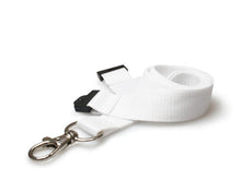 Load image into Gallery viewer, 20mm White Lanyards with Flat Breakaway and Metal Trigger Clip - Pack of 100