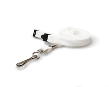 Load image into Gallery viewer, 10mm White Tubular Breakaway Lanyards with Metal J-Clip - Pack of 100