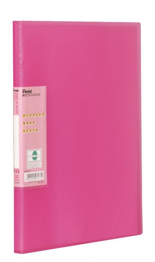 Pentel Recycology Vivid A4 Display Book 30 Pockets Pink PK10