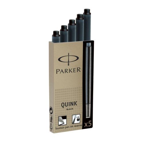 Parker Quink Fountain Pen Refills Long Cartridges Black PK5