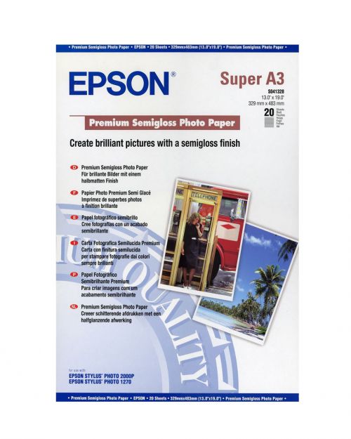 Epson C13S041328 Semi Gloss Photo Paper A3Plus 20 Sheets
