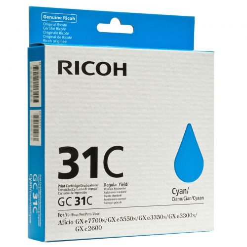 Ricoh 405689 GC31C Cyan Gel Ink 1.92K