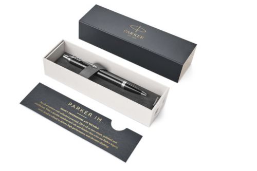 Parker IM Black Chrome Trim Ball Pen gift boxed