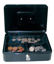 Load image into Gallery viewer, Value 25cm (10 Inch) Key Lock Metal Cash Box Black