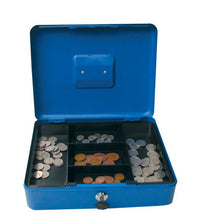 Load image into Gallery viewer, Value 25cm (10 Inch) key lock Metal Cash Box Blue