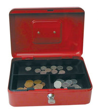 Load image into Gallery viewer, Value 25cm (10 Inch) key lock Metal Cash Box Red