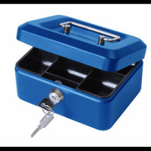 Load image into Gallery viewer, Value 15cm (6 inch) key lock Metal Cash Box Blue