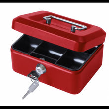 Load image into Gallery viewer, Value 15cm (6 inch) key lock Metal Cash Box Red