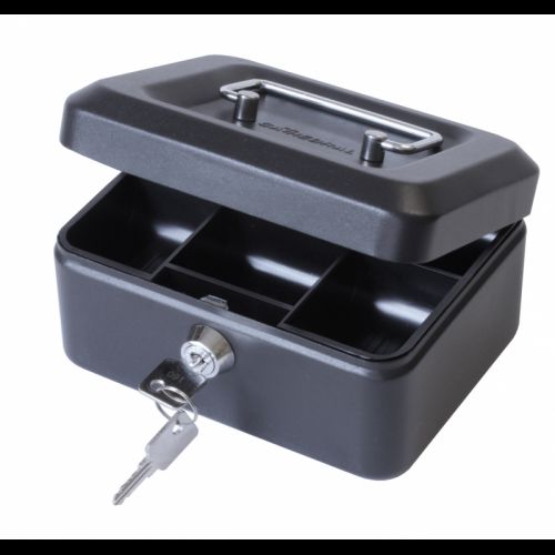 Value 20cm (8 Inch) Key Lock Metal Cash Box Black