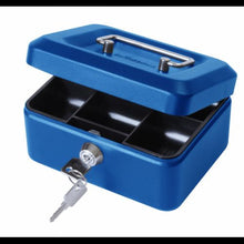 Load image into Gallery viewer, Value 20cm (8 Inch) key lock Metal Cash Box Blue