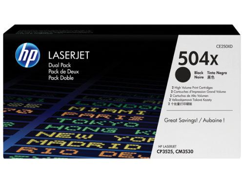 HP CE250X 504X Black Toner 10.5K Twinpack