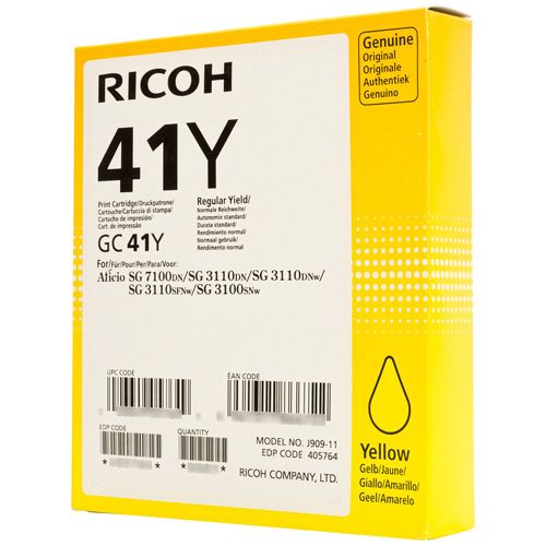 Ricoh 405768 GC41YL Yellow Gel Ink 600