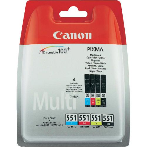 Canon 6509B009 CLI551 CMYK Ink 4x7ml Multipack