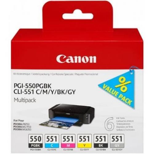 Canon 6496B005 PGI550 CLI551 Colour Ink 6x7ml Multipack
