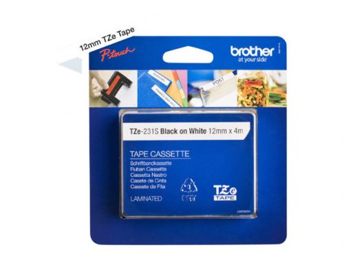 Brother TZE231S2 Black On White Label Tape 12mmx4m