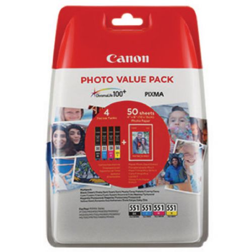 Canon 6508B005 CLI551 CMYK Photo Ink 4x7ml Multipack