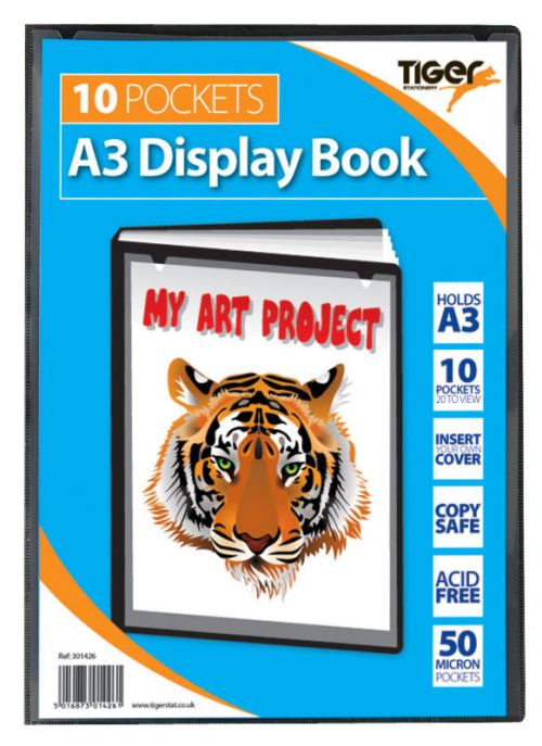 Tiger A3 Presentation Display Book Black 10 Pocket