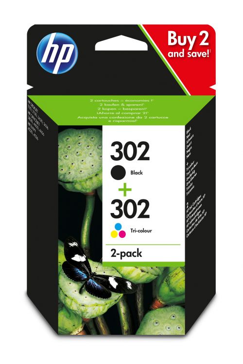 HP X4D37AE 302 Black Tricolour Ink 4ml 3.5ml Twinpack