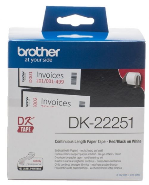 Brother DK22251 Continuous Paper Roll Red Black 62mmx15m