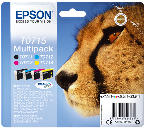 Epson C13T07154012 T0715 Black Colour Ink 24ml Multipack