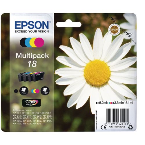 Epson C13T18064012 18 Black Colour Ink 5ml 3x3ml Multipack