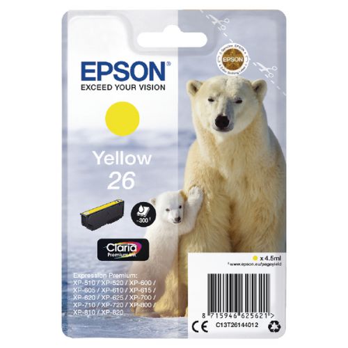 Epson C13T26144012 26 Yellow Ink 4.5ml