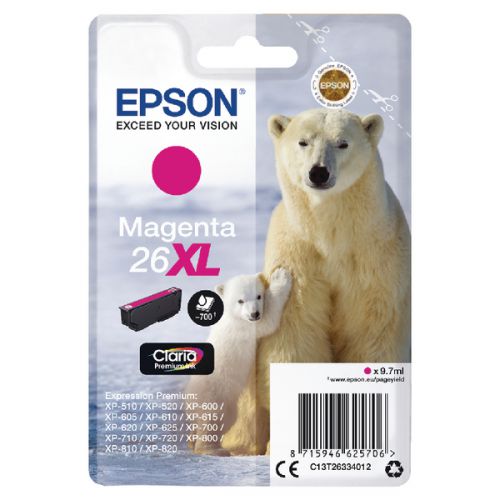 Epson C13T26334012 26XL Magenta Ink 10ml