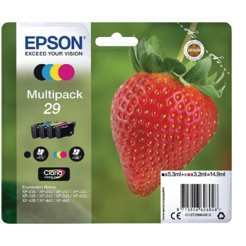 Epson C13T29864012 29 Black Colour Ink 5ml 3x3ml Multipack