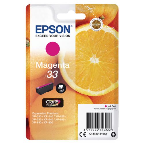 Epson C13T33434012 33 Magenta Ink 4.5ml