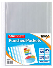 Load image into Gallery viewer, Tiger A4 Punched Pockets PK100