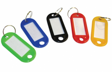 Load image into Gallery viewer, Value Sliding Key Tags Assorted Colours Large PK50