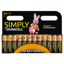 Load image into Gallery viewer, Duracell AA SIMPLY Batteries PK12
